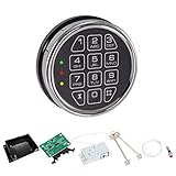 Electronic Gun Safe Lock Replacement – Digital Keypad with Solenoid Lock Mechanism, Chrome/Black Finish, 14-Pin Design, Circuit Board, Reset Cable, and 2 Override Keys – DIY Installation