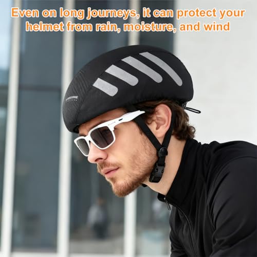 Regenschutz für Fahrradhelm, Regenschutz Reflektoren, Wasserdichter Fahrrad Regenüberzug, atmungsaktiver Helmüberzug, Helm Regenschutz Universalgröße für Herren Damen, für Ausflüge Reisen und Fahrten