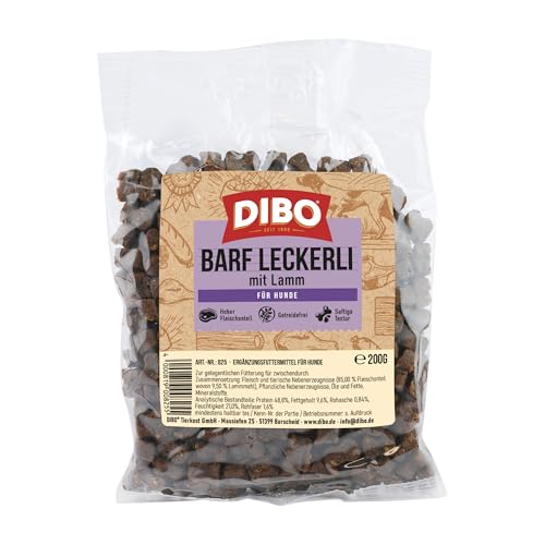 Dibo Barf Leckerli, 200g Pferd, Wild, Strauß, Lamm, Ente Hundesnack klein und praktisch Trainings Hundeleckerlies zuckerfrei, gesund und lecker (Lamm)