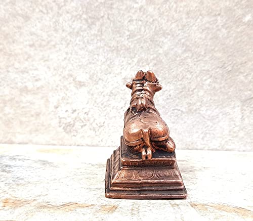 Image of Copper Idols, 5.3 cm, Copper Handmade Nandhi 152 g, Patina Antique Finish, Pack of 1 Piece