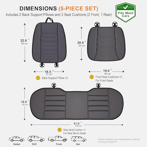 Image of kingphenix 5-Piece Car Seat Cushion Set with Back Support | Full Back Support Pillow and Seat Cushion for Long Driving, Road Trips, Truck, Van, SUV, Dark Grey