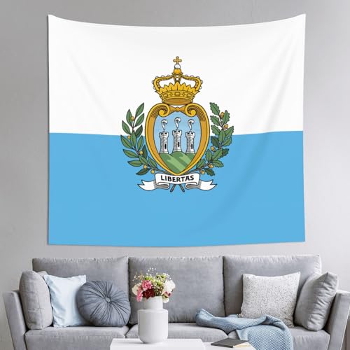 Grand drapeau Saint-Marin en tapisserie murale 152x130 pour déco de chambre