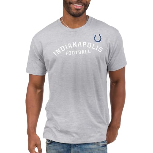 Junk Food NFL - Indianapolis Colts - Arched Front - Officially Licensed Adult Short Sleeve Fan Tee for Men and Women Athletic Heather