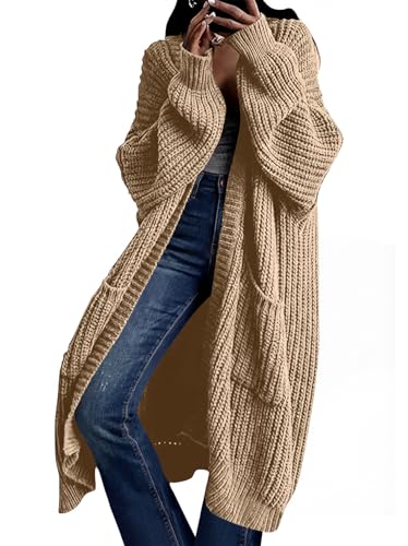 AUGCONE Women's Oversized Cardigans Sweater Long Coat Knit Fall Winter
