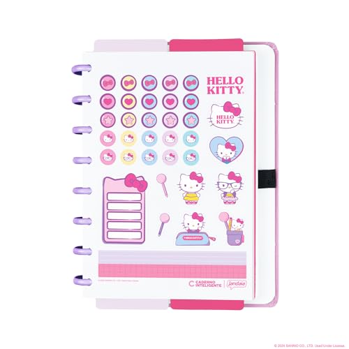 Caderno Inteligente, Pequeno, Hello Kitty, 140x200 mm, 80 Folhas decoradas