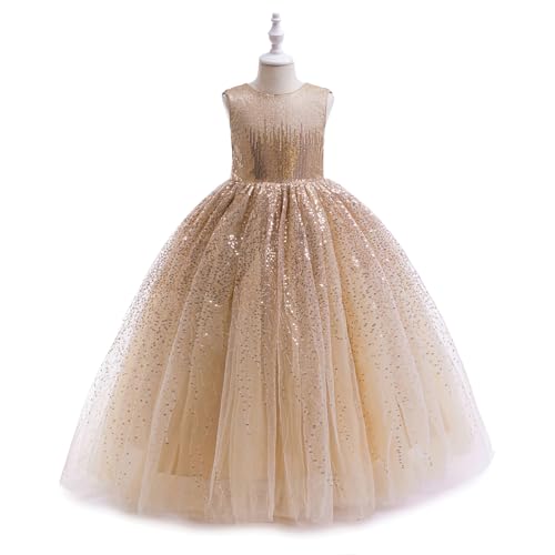 Flower Girls Sequin Dress Bridesmaid Sparkle Formal Wedding Party Birthday Kids Pageant Princess Prom Ball Gown3