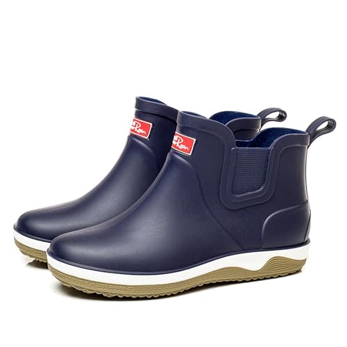 Men’s Ankle Rain Boots Waterproof Chelsea Boots Slip-On Garden Work Rubber Thickened Footwear Duck Shoes3