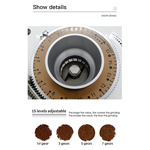 Feixunfan Kaffeemühle 1.5l Espresso-Kaffeemühle 350W Flacher Whetstone-Kaffee Miller Einstellbar Grobfest für Kaffee… – Bild 3