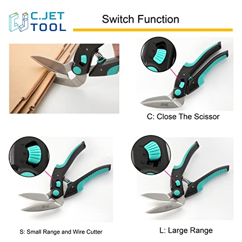 Image of C.JET TOOL 10 inch Heavy Duty Carpet Cutter, Industrial Scissors, Multipurpose, Professional Soft Grip Stainless Steel (Turquoise) (Pack of 2)