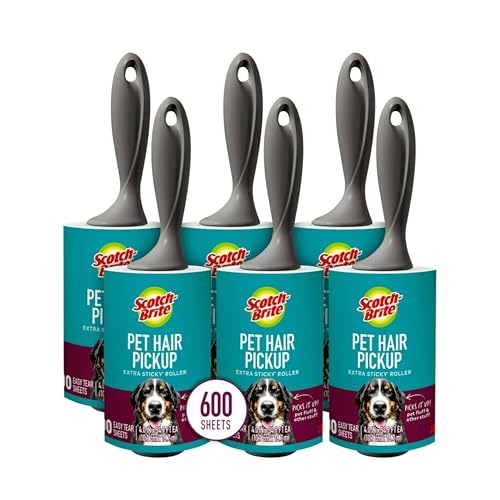 Image of Scotch-Brite Pet Extra Sticky Hair Lint Roller 6 Rollers 600 Sheets