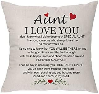 Aunt Throw Pillow Cover Gift,Auntie Gift From Nephew Niece Reminder Pillowcase Cushion Cover For Women Lady Aunt Birthday Christmas Thanksgiving Home Decor