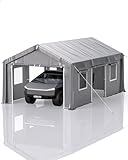 Hipicute 10' x 20'x 10' Portable Garage, Heavy Duty Carport with 180G Side Walls, Front and Rear Doors, Car Shelter for Trucks, Boats, and SUVs - Grey
