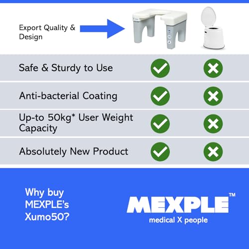 Image of MEXPLE Xumo50 Portable Potty Squat Stool | Indian to Western Toilet Stool Commode Seat | Lightweight & Stable Design | for Adults Kids Elderly Handicap | Height 22cm /8.6 Inches | White