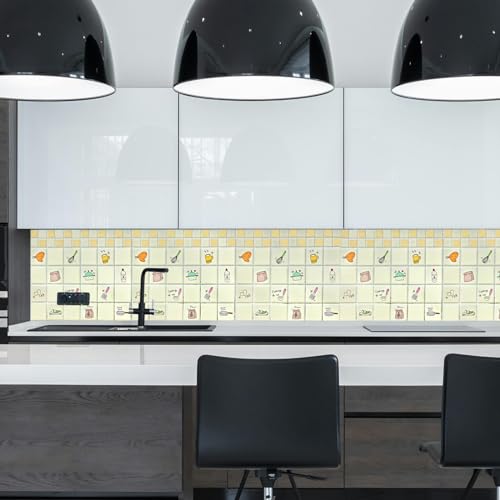 Image of SARVATRAY Self-Adhesive Wallpaper, Kitchen Stickers Oil Proof Heat Resistant, Wall Stickers for Kitchen, Wallpaper for Wall, Vinyl Sheet, Kitchen Wall 2 x 6.5 SQ FT (2 M Kitchen Style Orange WS)