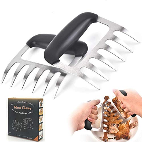 Finger Ten Garras de Carne Barras de Carne de Barbacoa de Acero Inoxidable para triturar Carne de Cerdo desmenuzada Herramientas de Barbacoa Manipulación Tallado Carne de Res Trituradoras de Pollo