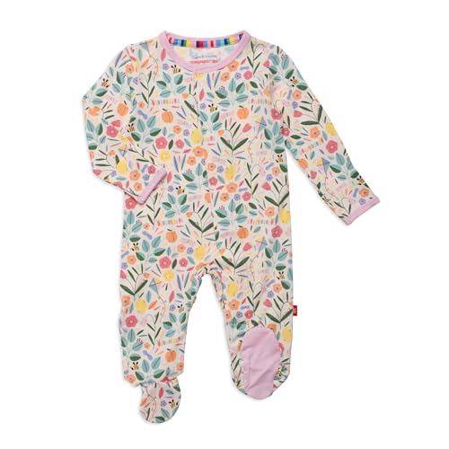 Image of Magnetic Me Girls Modal Magnetic Baby Footie Pajamas | Silky Soft Modal Fabric | Baby Sleepers Available Sizes PRE - 24M
