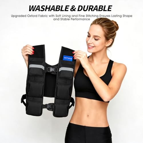 Image of Adjustable Washable Weighted Vest for Women Men, Flexible Cushioning & 4-Layer Breathable Fabric, V-Neck for Walking, Running & Strength Training