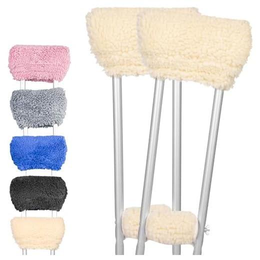Vive Sheepskin Crutch Pads & Hand Grips for Adults, Kids, Crutches, Armpits - Accessories Knee Scooter Foot Injuries Pillow for 5ft Medical 6 feet Youth Padding Arm Underarm Folding Walking Crutches