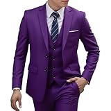 Trajes de 2 piezas para hombre, ajuste delgado, trajes de boda para hombre, traje formal de negocios, fiesta, graduación, esmoquin y pantalones, Morado (, XS