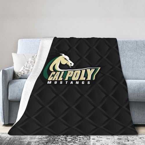 Cal Poly Mustangs Fleece Blanket, Very Soft Microfiber Flannel Blanket for Couch Warm and Cozy for All Seasons