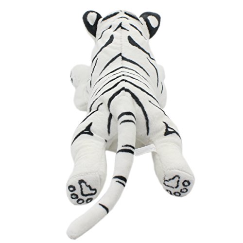 Tagln Realistic Stuffed Animals Lifelike Plush Toys Groveling White Tiger 17.7 Inch #TOP4