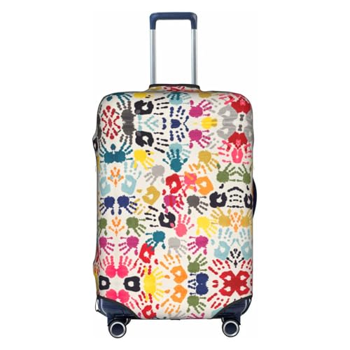 Housse de valise pour grand voyage blanc L motif fait main élastique