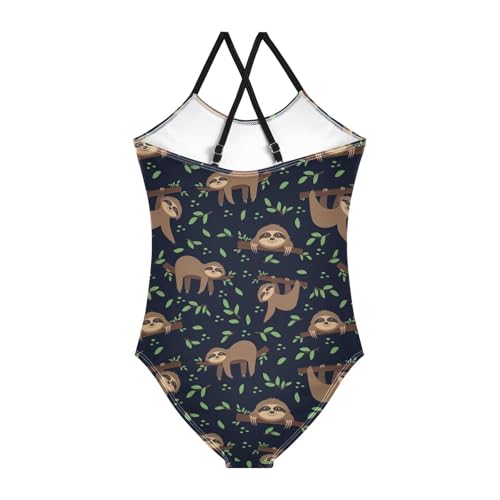 Girls Sloth Swimsuit One Piece Bathing Suit Kids Swimming Suits Beach Swimwear 3-10T2