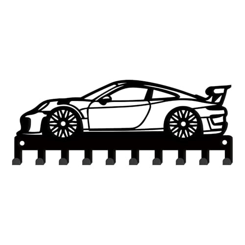 SUPERDANT Car Key Holder Wall Mount Race Car Key Hanger 10 Hooks Farmhouse Key Holder for Wall Key Rack Metal Key Organizer Key Hooks for Dog Leash Home Kitchen Entryway Front Door Gift for Car Lover