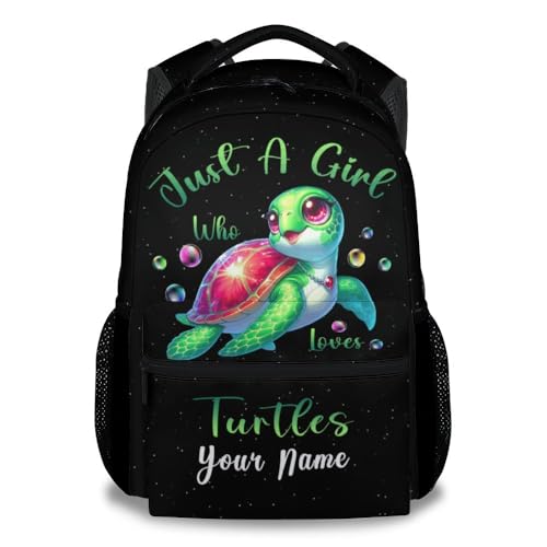 UNIKITTY Custom Girls Backpack Ages 6-8, School Backpack for Girls, Cute Sea Turtle Backpack with Adjustable Straps, 17