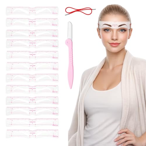 Lot de 12 pochoirs à sourcils pour femme, idéal pour les débutants, contours précis, formes...