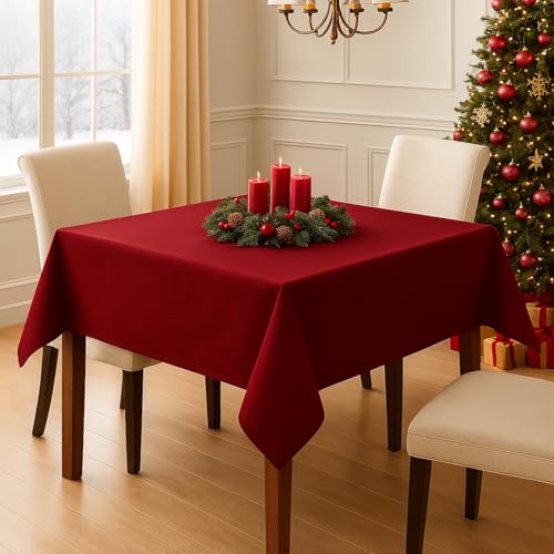Hans-Textil-Shop Tischdecke Weihnachten Bordeaux Rot 80x80 cm – 100%...