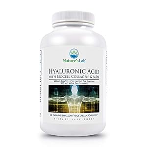 Nature’s Lab Hyaluronic Acid with Biocell Collagen and MSM – Skin Hydration, Joint Health – 60 Capsules (20 Day Supply)