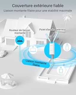 BrosTrend AC1200 Point d'accès WiFi Extérieur PoE Port Gigabit, Longue Portée Borne WiFi Extérieur Puissant, Outdoor IP65 AP Wi-Fi, 2*5dBi Antenne Double Bande 5GHz + 2.4GHz, avec Injecteur PoE Passif
