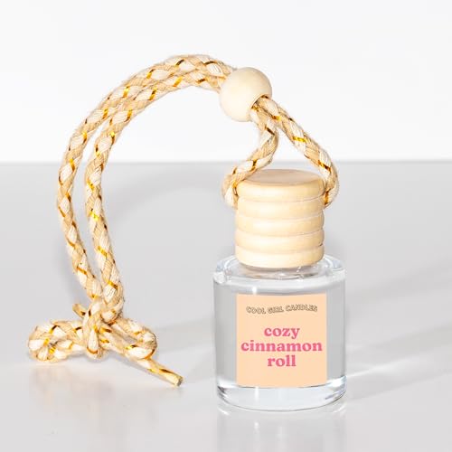 Image of COOLGIRLCANDLES Cozy Cinnamon Roll Hanging Fragrance Oil Diffuser for Car, Essential Oils, Scents Aromatherapy - Long Lasting Air Freshener Bottle