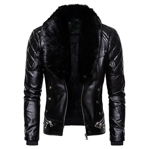 ジャケット・アウター Black fur leather jacket elmyu elmyu original ❤︎】Black fur leather jacket | selectshop elmyu