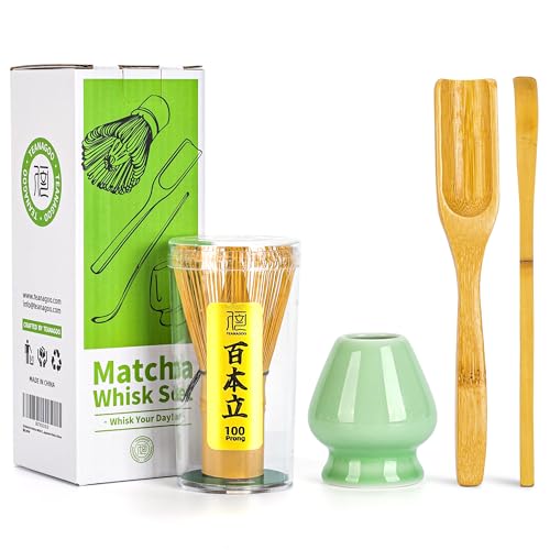 TEANAGOO Matcha Set| MatchaBesen| matcha zubehör,Matcha Schneebesen (Chasen), Bambusschaufel (Chashaku), Teelöffel, Grüner Celadon Schneebesenhalter,TG-I1, Das perfekte Set für die Zubereitung einer TEANAGOO Matcha Set| MatchaBesen| matcha zubehör,Matcha Schneebesen (Chasen), Bambusschaufel (Chashaku), Teelöffel, Grüner Celadon Schneebesenhalter,TG-I1, Das perfekte Set für die Zubereitung einer