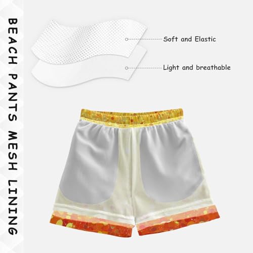 Pigsaly Boys Swim Trunks Yellow Orange Flashing Gradient Glitter Boys Board Shorts Swimsuit Swimwear Summer Bathing Suit 5T4