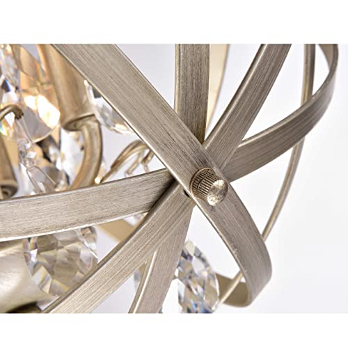 Jojospring Benita 4-Light Light Gold With Bronze Metal Crystal Orb Chandelier #TOP5