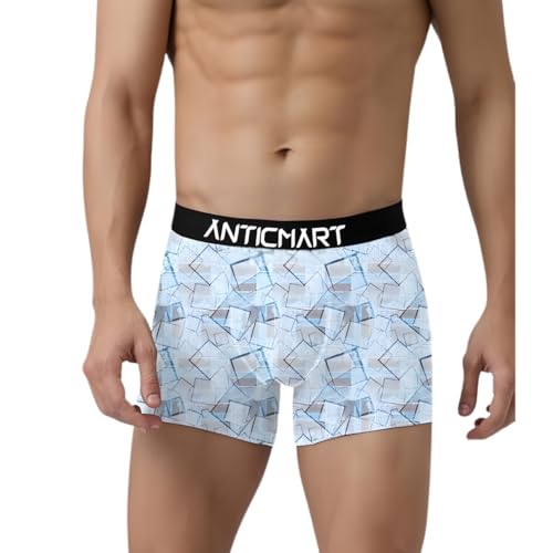 Image of Men's Extra Thin Elastic Ice Silk Underwear - Long, Comfortable, Breathable Boxer Brief Trunks (Pack of 3)