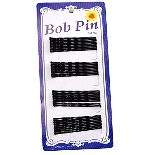 Bobby Pins,Black Bobby Pins for Hair Bob Pins Bulk Crimped Black (L-2.2inch, Black-Curved)