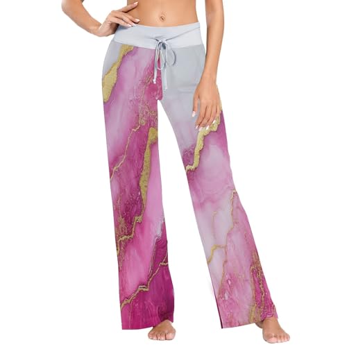 Pantalon de pyjama à cordon pour femme GuoChe blanc marbré taille XS