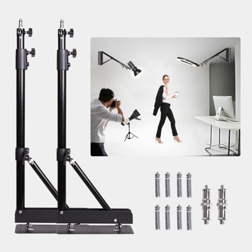 GSKAIWEN Pack de 2 soportes triangulares de montaje en pared para estudio fotográfico, videoanillo, softbox, luz de flash de fotografía, monolilight, paraguas, reflectores, faros, longitud máxima de