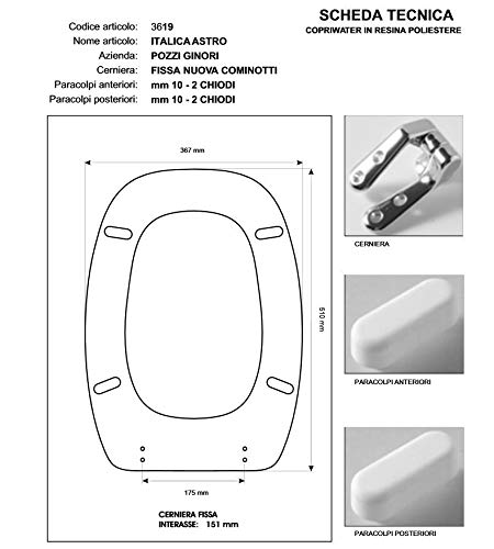 Copriwater Pozzi Ginori Italica Astro Champagne Cerniera Cromo-Sedile-Asse Wc - 2