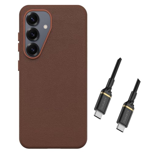 Coque Galaxy S25 Plus OtterBox Symmetry en cuir marron avec câble USB-C