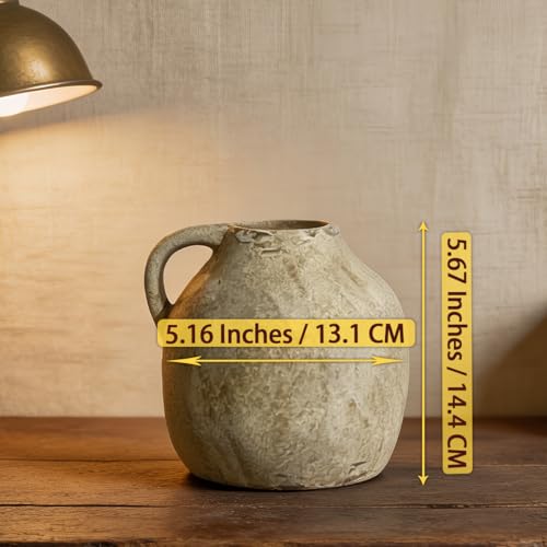Vase rustique en céramique blanche de 14,4 cm pour decoration de table
