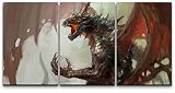 wall26 Canvas Print Wall Art Set Horned Mythological Ancient Dragon Fantasy & Sci-Fi Myth Illustrati