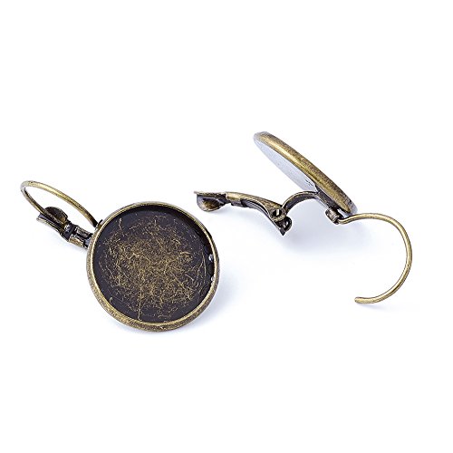 Pandahall 10pcs Antique Bronze Tone Brass Lever Back Hoop Earring