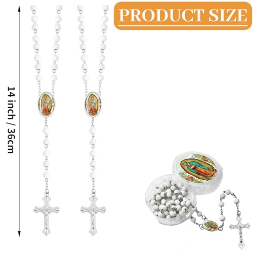 48 Pcs Scented Rosary Necklace Set with Gift Box – Wooden Bead Rosary with Crucifix for Women & Men, First Communion, Baptism, Party Favors2