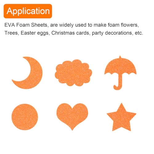 Mousse EVA orange pailleté 2mm plaque de mousse créative projets d'artisanat x10 - 6