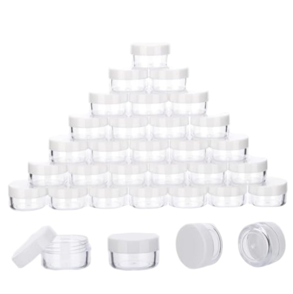 Empty cosmetic containers with lids|100 Count 5 Gram Sample Jars with White Lids, Empty Cosmetic Containers with, 5ml Small Travel Makeup